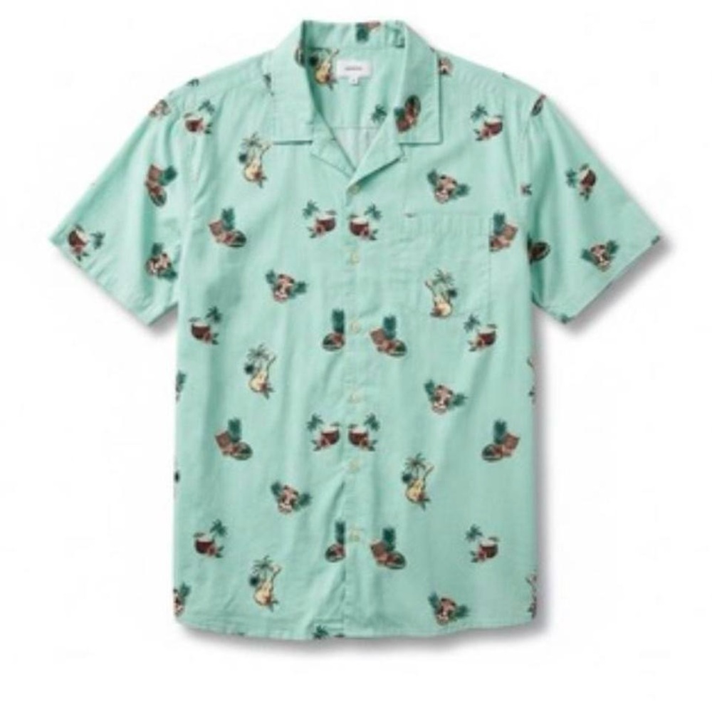 Sonoma Goods for Life Mens XXL Hawaiian Shirt Mint Green Tiki Pineapple Coconut